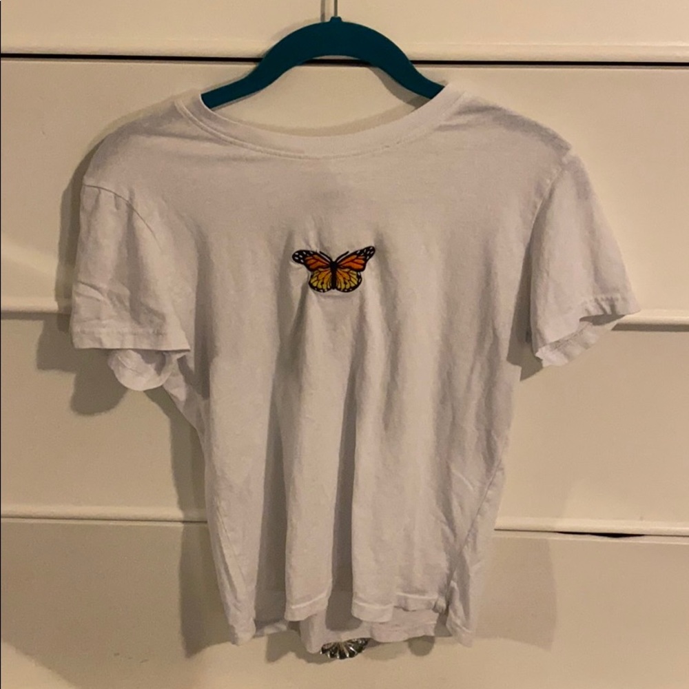 Brandy melville t-shirt with embroidered butterfly